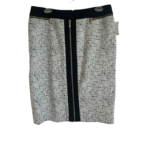 Calvin Klein White Jacquard Textured Gold Zipper Pencil Skirt Women’s Sz 10 NWT - Picture 4 of 13